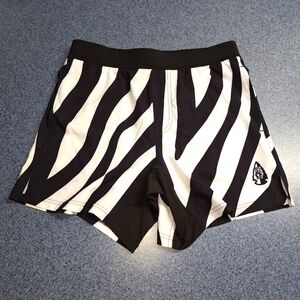 Tachuntfish Black and White Zebra Print AthleticShorts, Unisex, Size Med NWOT